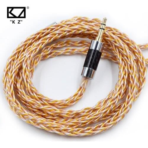 KZ 8 Core Gold Silver Copper Earphone Cables Hybrid 784 Cores Upgrade Cable ZSN ZS10 PRO ZSX ZAX 2Pin 3.5MM Original Headphones