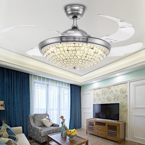 K9 Crystal 36/42inch 92/108cm 3colors dimming Ceiling Fan Modern/Contemporary Living Room Remote Control Led Fan Lights 110-220V