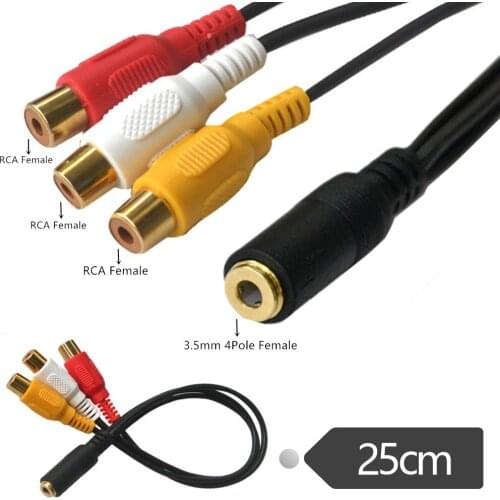 ERE 3.5mm 4 pole female socket to 3RCA female plug AV cable 3.5mm video audio cable to Lotus 3RCA For TV Box DVD CD Computer
