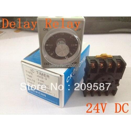 24V Power on delay timer time relay 0-3 minute 3m & Base