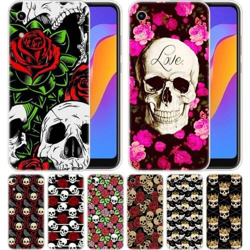 Luxury Soft Silicone Case Retro Flower Skull for Huawei Honor 9X 8A 7A 20 Pro 7X 8X 7S 8S 8 9 10 Lite View 20 20i 10i Play Cover