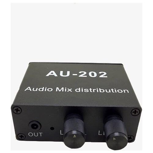Stereo Audio Mixer Two Input Two Output Sound Source Volume Control For Headphone POWER Amplifiers 2 Way