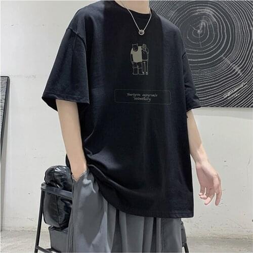 Summer Thin Mens T-Shirt Oversized Short-Sleeved Trend Loose Half-Sleeve Tops Harajuku Style Male Printing Tees 5XL MA114