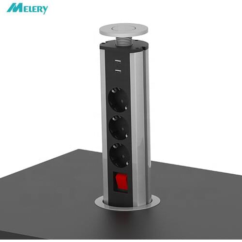 Tabletop Pop Up Sockets Germany Power Strip Desktop Hidden EU Plug 3 Way Outlet Switch Phones Kitchen Office 1.8m Extension Cord