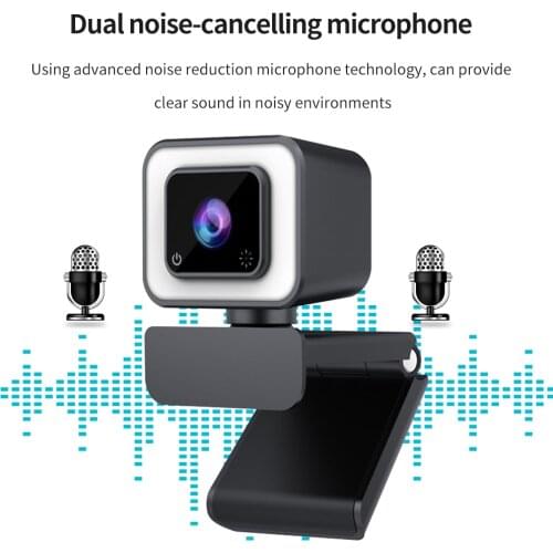 TISHRIC X801 Webcam 60fps 1080p Auto Focus Computer Web cam Full HD PC Camera Web Camera with Touch Adjustable LED Fill Light