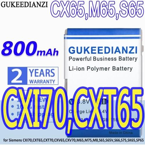 High Capacity GUKEEDIANZI Battery CX65 800mAh for Siemens CXI70,CXT65,CXT70,CXV65,CXV70,M65,M75,M8,S65,S65V,S66,S75,SK65,SP65