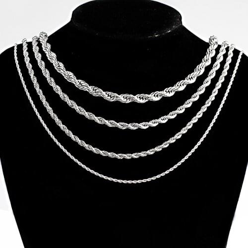 High Quality Stainless Steel Rope Chain Necklace Twisted 2/3/4/5/6/7 Width for Men and Women