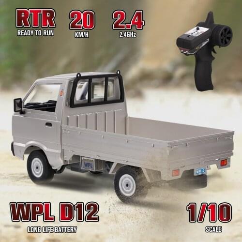 WPL D12 2.4Ghz 1/10 RC Car With Super Bright LED Headlights Toy RTR Gift for Adults Kids Boys Middle Engine Rear Drive