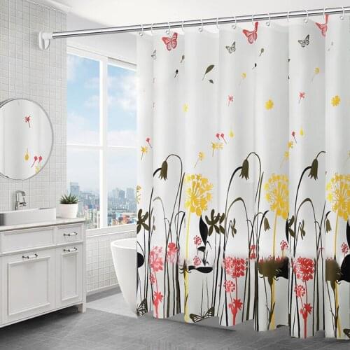 Shower Curtain PEVA Thicken Water-proof Mildew Proof Bath Curtains Home Bathroom Printed Bathtub Partition Curtain With Hooks