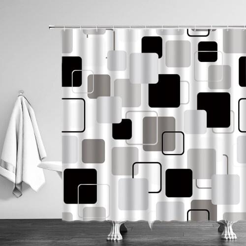 Color Geometric Line Stripes Shower Curtain Waterproof Polyester Fabric Bath Curtains High Quality Bath Screen With Hooks Decor