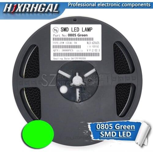 1Reel 3000pcs Green 0805 SMD LED diodes light new and original hjxrhgal
