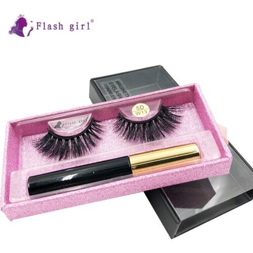 High Quality 1 Pair Natural Magnetic Eyelashes Liquid Eyeliner Handmade Fake Eye Lashes Makeup Kit False Eyelash Extension W13