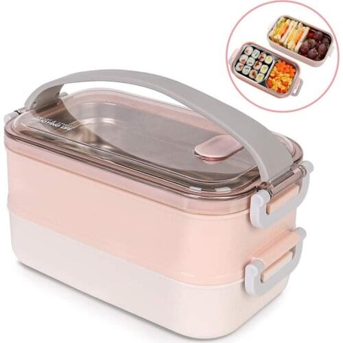 1600ml Bento Box Stainless Steel Rice Container Lunch Storage Holder for Travel Picnic Home Office