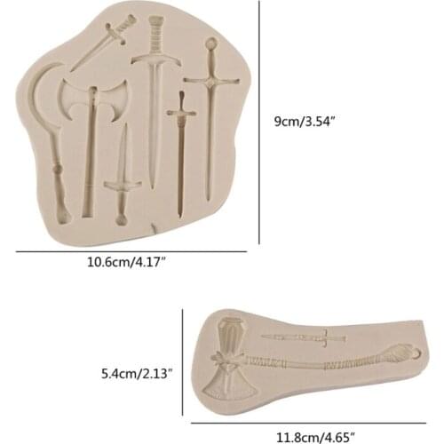 2Pcs Weapon Sword Axe Knife Pendant Resin Casting Dagger Silicone Mold Art CrafT T4MD