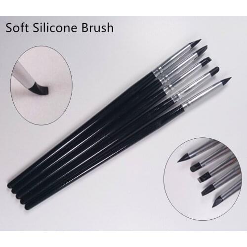 5Pcs Dental Black Adhesive Composite Resin Cement Porcelain Teeth Silicone Brush Pen