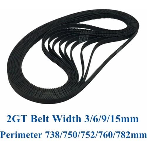 5pcs 2MGT 2M 2GT Synchronous Timing belt Pitch length 738/750/752/760/782 width 3/6/9/15mm Teeth 369 375 376 380 391 GT3 closed