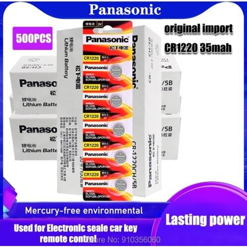 500PCS Panasonic 100% Original CR1220 Button Cell Battery For Watch Car Remote Key cr 1220 ECR1220 GPCR1220 3v Lithium Battery