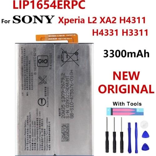 100% Genuine 3300mAh LIP1654ERPC Battery For Sony Xperia XA2 H3113 H4113 1309-2682 Phone Batteries With Tools+Tracking number
