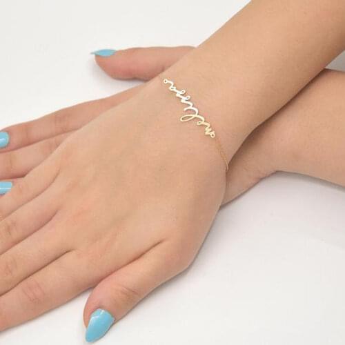 MumuXing Custom Name Letter Bracelet Adjustable Stainless Steel Personality Bracelets On Hand For Women Fashion Jewelry Gifts