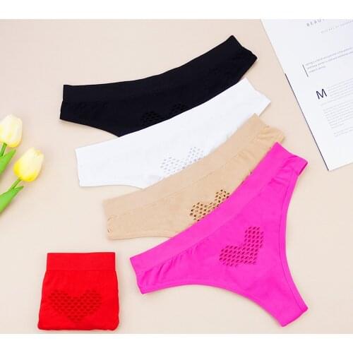1 Piece Lot Women Underwear Wholesale Sexy Lingerie Feminina Love Heart Shape Solid Color Hollow Out Panties Briefs for Ladies
