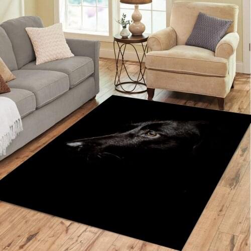 Black Dog 3D Printing Carpets For Living Bed Room Large Non-slip Yoga Washable Rug Home Decora