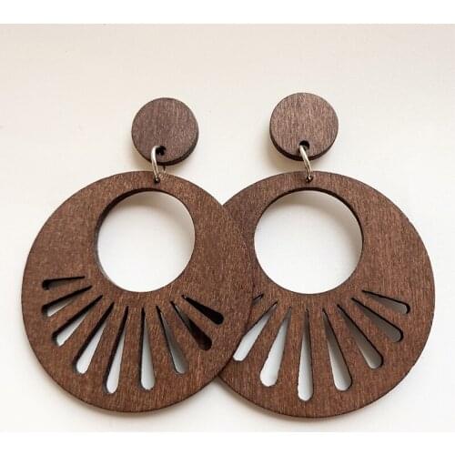 Rainbow Shape Wood Statement Drop Earring Jewelry Simple Metal Retro Vintage Bohemian Geometric Casual Unique Earrings for Women