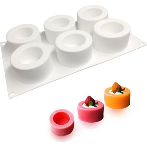 6 Holes Pudding Cup Art Cake Mould Pan 3D Silicone Mold Mousse Silikonowe Chocolate Moule Baking