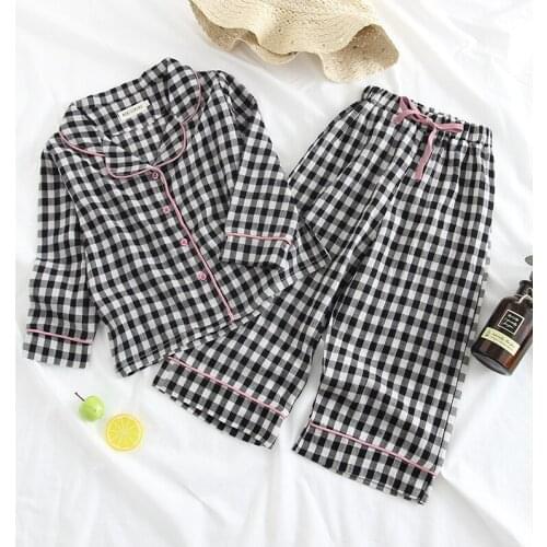 Cottons 2018 New Spring Autumn Childrens Set Black Plaid Boys Girls Sleep Sets Baby Pajamas Kids Fashion Design Clothes