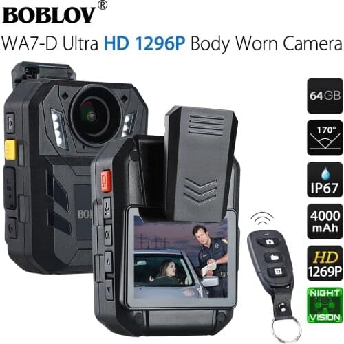 BOBLOV WA7D Body Camera IP67 32MP 1296P HD Video Camera Mini Comcorder 170 Degree Ambarella A7 2600mAh Battery GPS Camera Police
