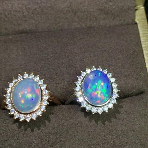Natural Fire Opal Ring Genuine Solid 925 Sterling Silver Women Gemstone Rings Fine jewelry wholesale