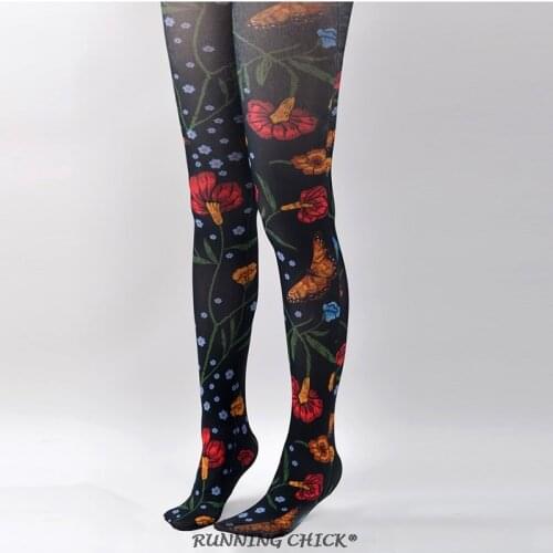 Printed Pantyhose Women Spring And Autumn Retro