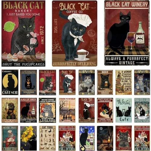 Cat Garden Decoration Out Door Sign Welcome Sign in Home Decor Metal Plates Pets Vintage Decor for Kitchen Poster Vintage Retro