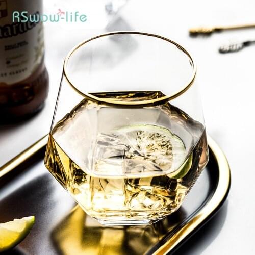 Creative European Style Drinking Vessel Hexagonal Crystal Glass Household Whisky Red Wine Cup Beer Steins Simple Geometry Cups