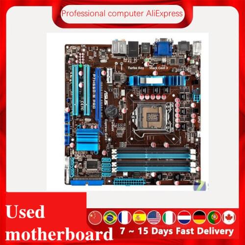 For ASUS P7H55D-M PRO Motherboard LGA 1156 DDR3 16GB For Intel H55 P7H55 Desktop Mainboard SATA II PCI-E X16 Used AMI BIOS