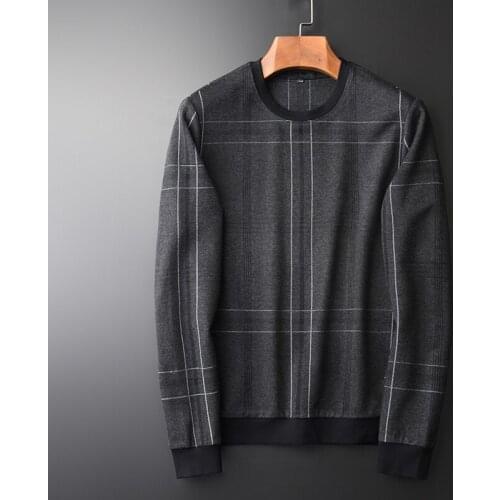 Soft Jacquard Knitting Sweatshirt Male Luxury Round Collar Casual Mens Hoodies Spring And Autumn Slim Fit Sweatshirts Men