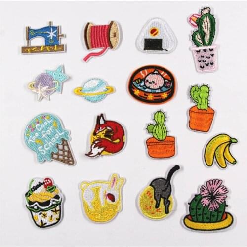 Cactus Cake Patch Cap Iron on Patch for Clothing Sew Motif Applique for Backpack Jacket Embroidery Patches Jeans Badges Clothes