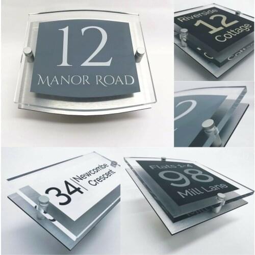 House number House Door Number Personalised Clear Acrylic Signs for your home Door sign