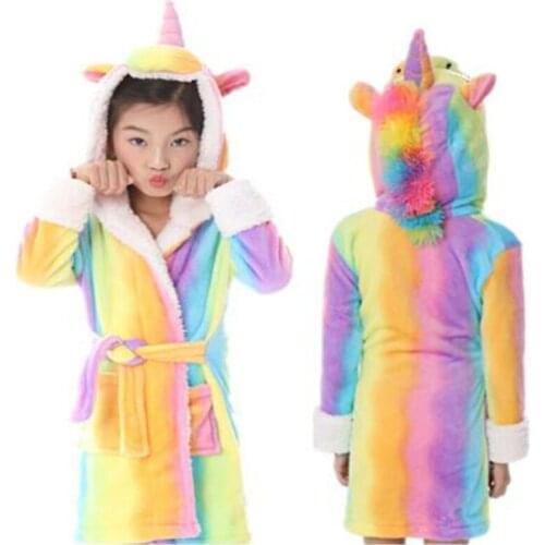 New Baby Bathrobes For Girls Pyjamas Kids Animal Hooded Beach Towel Boys Bath Robe Unicorn Pajamas Sleepwear Children Clothing