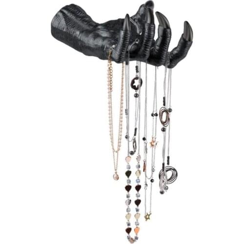 Resin Witch Zombie Hand Jewelry Display Stand Holder Rack Creepy Grabbing Hand Hanging Wall Door Hook Halloween Decoration