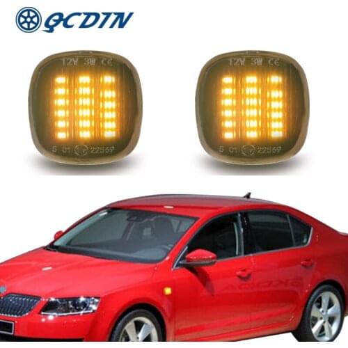 QCDIN For Skoda Fabia 1994-2008 Marker Light Turn Signal Light For Octavia A4 1U 1997-2011 Amber LED Side Turn Signal Light