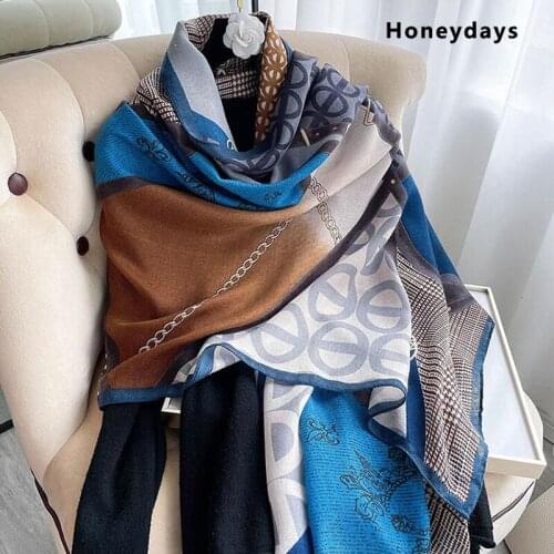 Luxury Brand Letter Printed Silk Scarf Send Free Scarf Buckle Warm Ponchos Ladies Fashion Linen Scarves Scarfs for Muslim Women