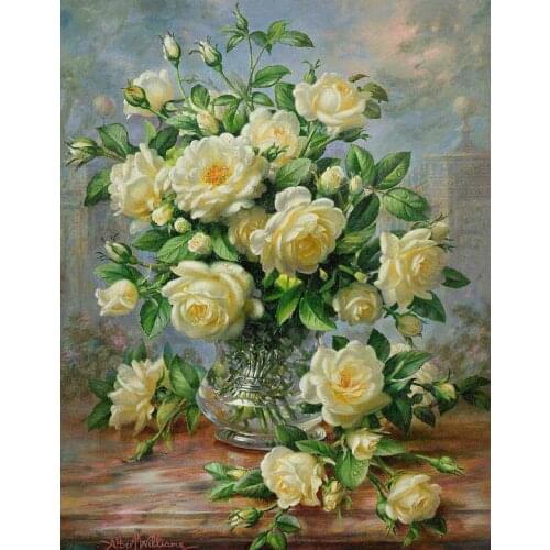 DIY diamond embroidery White peony 5D diamond painting Cross Stitch full round&square Rhinestone mosaic home decoration