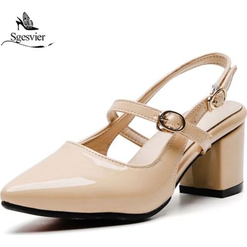 Sgesvier Pointed Toe Women Sandals Sexy High Heels Rome Style Buckle Strap Woman Shoes Candy Colors Red Green Size 32-45 G262