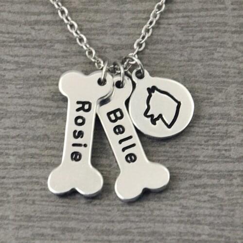 Siberian Husky Necklace,Personalized Dog Print Collar,Custom Bones Charm