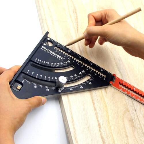 Folding Triangle Squares Ruler Positioning Angle Woodworking Tool Aluminum Alloy 2-in-1 Extendable Layout With Base Goniometer