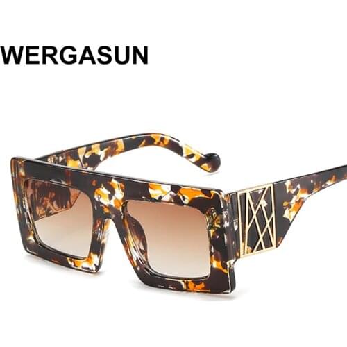 WERGASUN Classic Oversized Square Sunglasses for Men Women High Quality Vintage Fashion Glasses Male Eyewear Ladies Shades