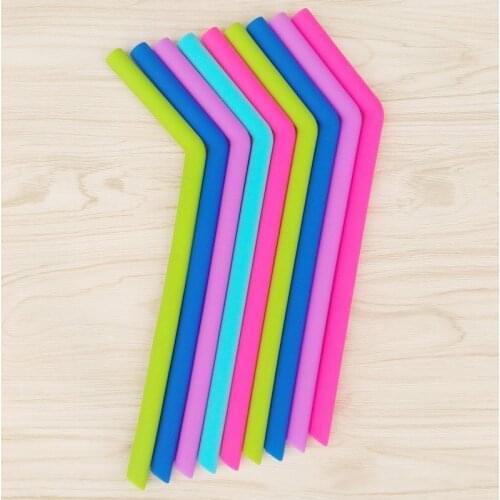 1pcs Food Grade Silicone Straws Reusable Flexible Bent Straight Drinking Straws and Cleaning Brush Travel Party Bar Accessories