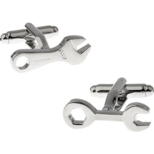 High quality mens wedding Cufflinks Silvery wrench Cufflinks 5 pairs of packaging for sale