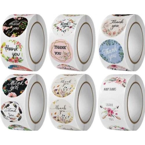 Floral Thank You Stickers, 500pcs Round Labels for Business,Wedding,Party,Online Retailers, Boutiques, Bags,Boxes and Envelope