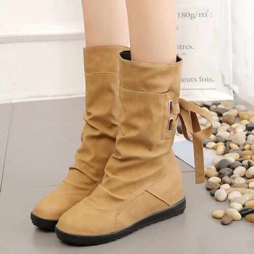 Womens Winter Shoes Knee High Boots Plus Big Size High Quality Faux Suede Brand Women Shoes Wool Women Winter Boots